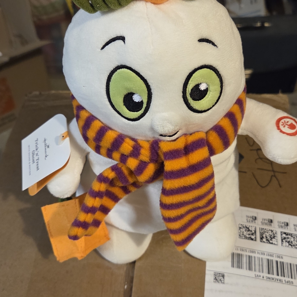 Hallmark Plush Snowman with Orange and Purple Scarf